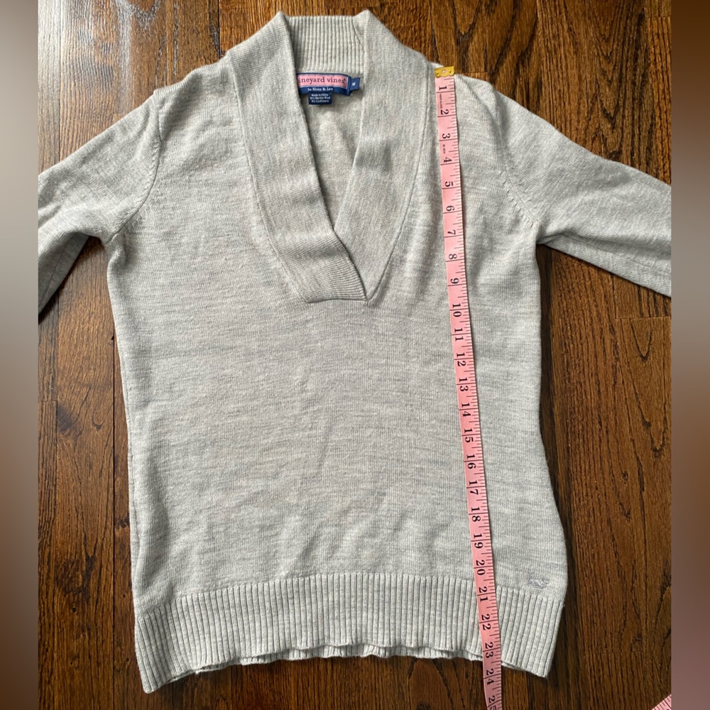Cashmere Merino wool Vineyard Vines Gray V-Neck Collar Sweater Shep and Ian - Picture 2 of 16